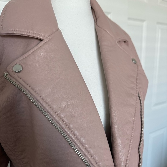 A&F Rose Pink Faux Leather Moto Jacket - M - Picture 2 of 4